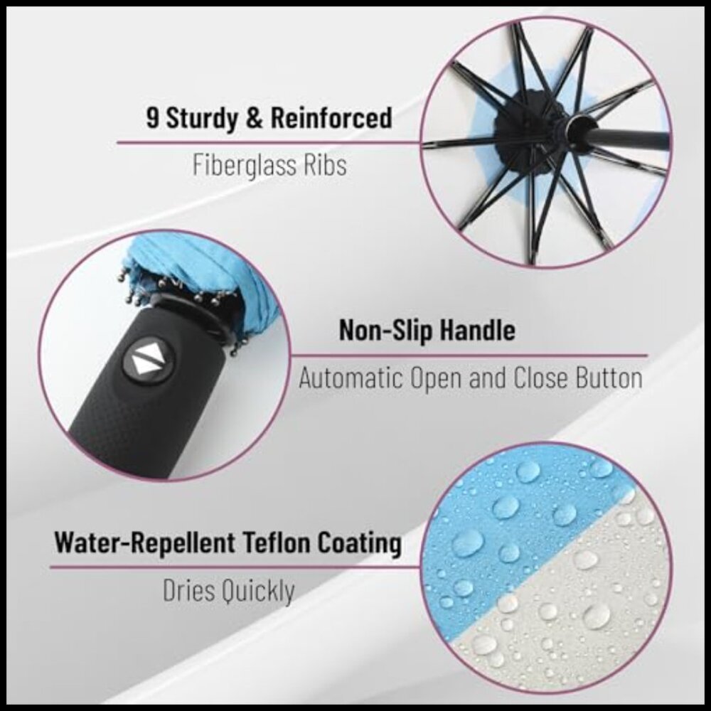 Compact Windproof Travel Umbrella Automatic Open … - image 3
